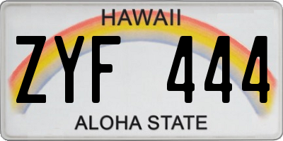 HI license plate ZYF444