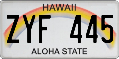 HI license plate ZYF445