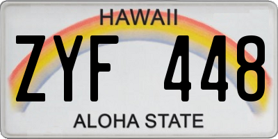 HI license plate ZYF448
