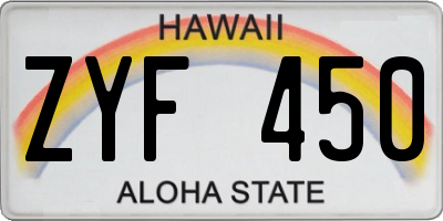 HI license plate ZYF450