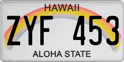 HI license plate ZYF453