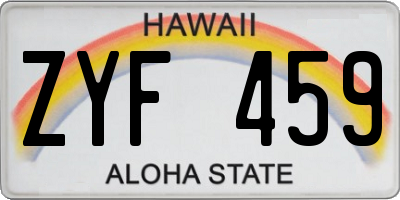HI license plate ZYF459