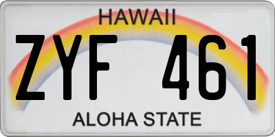 HI license plate ZYF461