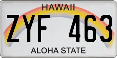 HI license plate ZYF463
