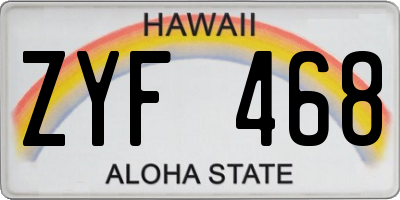 HI license plate ZYF468