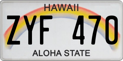 HI license plate ZYF470