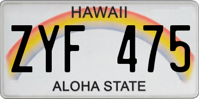 HI license plate ZYF475