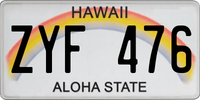 HI license plate ZYF476