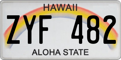 HI license plate ZYF482