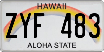 HI license plate ZYF483