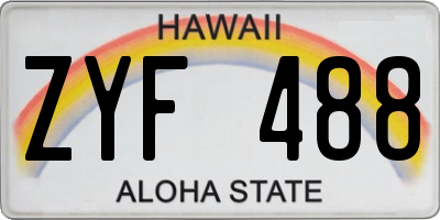 HI license plate ZYF488