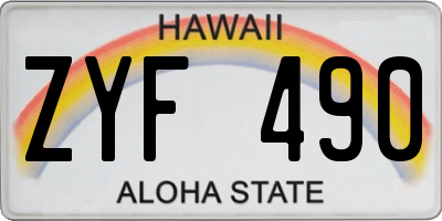 HI license plate ZYF490