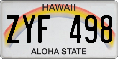 HI license plate ZYF498