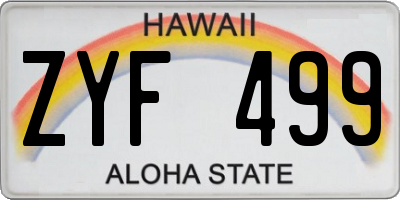HI license plate ZYF499
