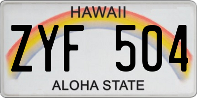 HI license plate ZYF504