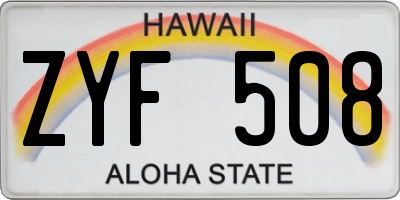 HI license plate ZYF508