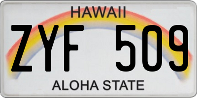 HI license plate ZYF509