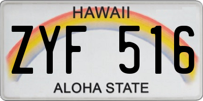 HI license plate ZYF516