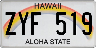 HI license plate ZYF519