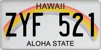 HI license plate ZYF521