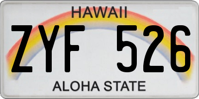 HI license plate ZYF526