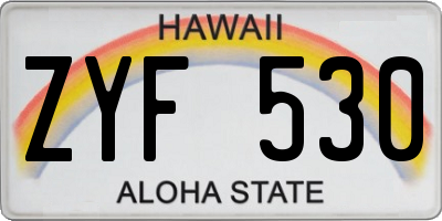 HI license plate ZYF530