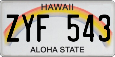 HI license plate ZYF543