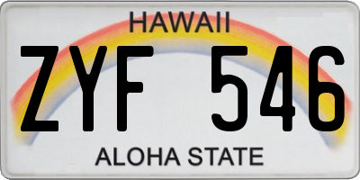 HI license plate ZYF546