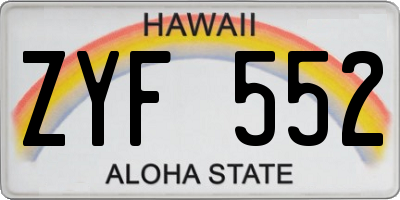 HI license plate ZYF552