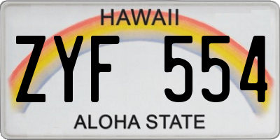HI license plate ZYF554