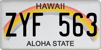 HI license plate ZYF563