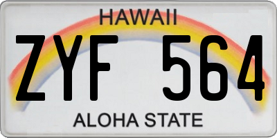 HI license plate ZYF564