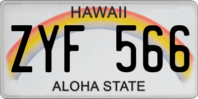 HI license plate ZYF566