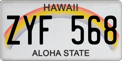 HI license plate ZYF568