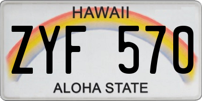 HI license plate ZYF570