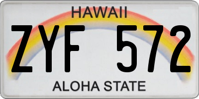 HI license plate ZYF572