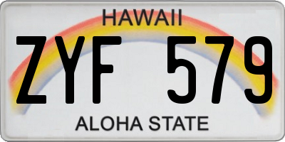 HI license plate ZYF579
