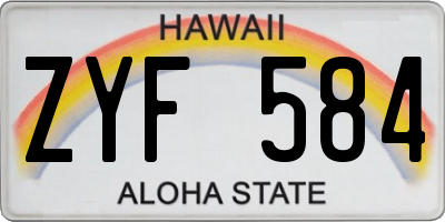 HI license plate ZYF584