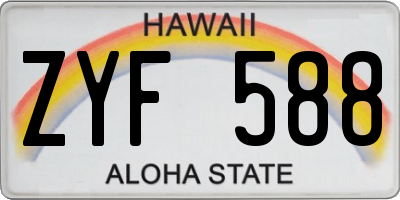 HI license plate ZYF588