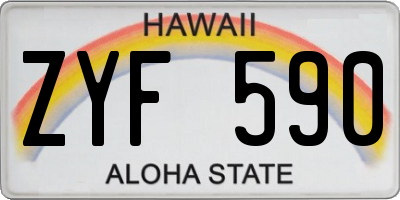HI license plate ZYF590