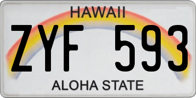 HI license plate ZYF593