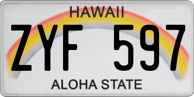 HI license plate ZYF597
