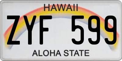 HI license plate ZYF599