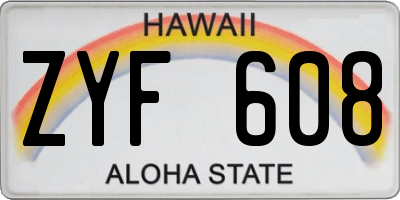 HI license plate ZYF608