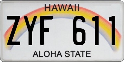 HI license plate ZYF611