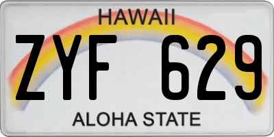HI license plate ZYF629