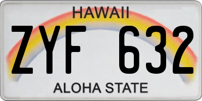 HI license plate ZYF632
