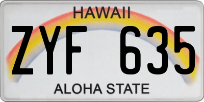 HI license plate ZYF635