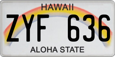 HI license plate ZYF636