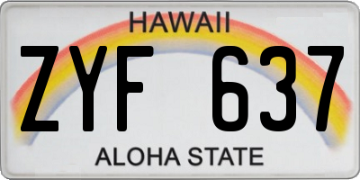 HI license plate ZYF637